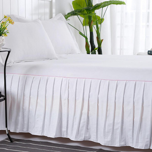 marque generique jupe de lit à volants en dentelle de coton 16 pouces avec plate-forme blanc-150x200cm