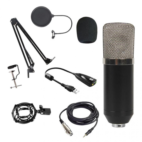marque generique - Kit Microphone à Condensateur Pour Enregistrement En Studio Silver A Avec Carte Son marque generique  - Micros chant