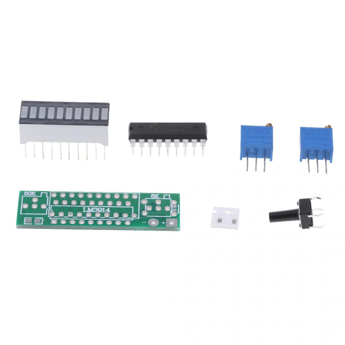 Accessoires pour dictaphone marque generique Kits de module d'affichage de barre de la puissance LED de batterie 10 segments bricolage LM3914 Kits vert
