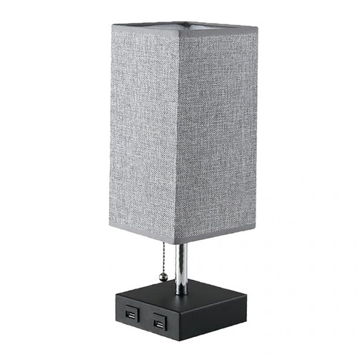 marque generique - Lampe De Table De Chambre à Coucher Lampe De Chevet Avec Deux Ports De Charge USB Et Prises Secteur - Abats-jour