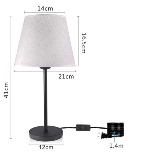 marque generique Lampe De Table De Chevet En Métal Base 3 Voies Dimmable Lampe De Bureau Abat-jour En Tissu