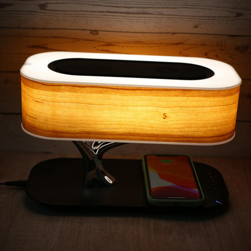 Abats-jour Lampe En Forme D'arbre Avec Haut-parleur Bluetooth Et Mode Veille Du Chargeur Sans Fil