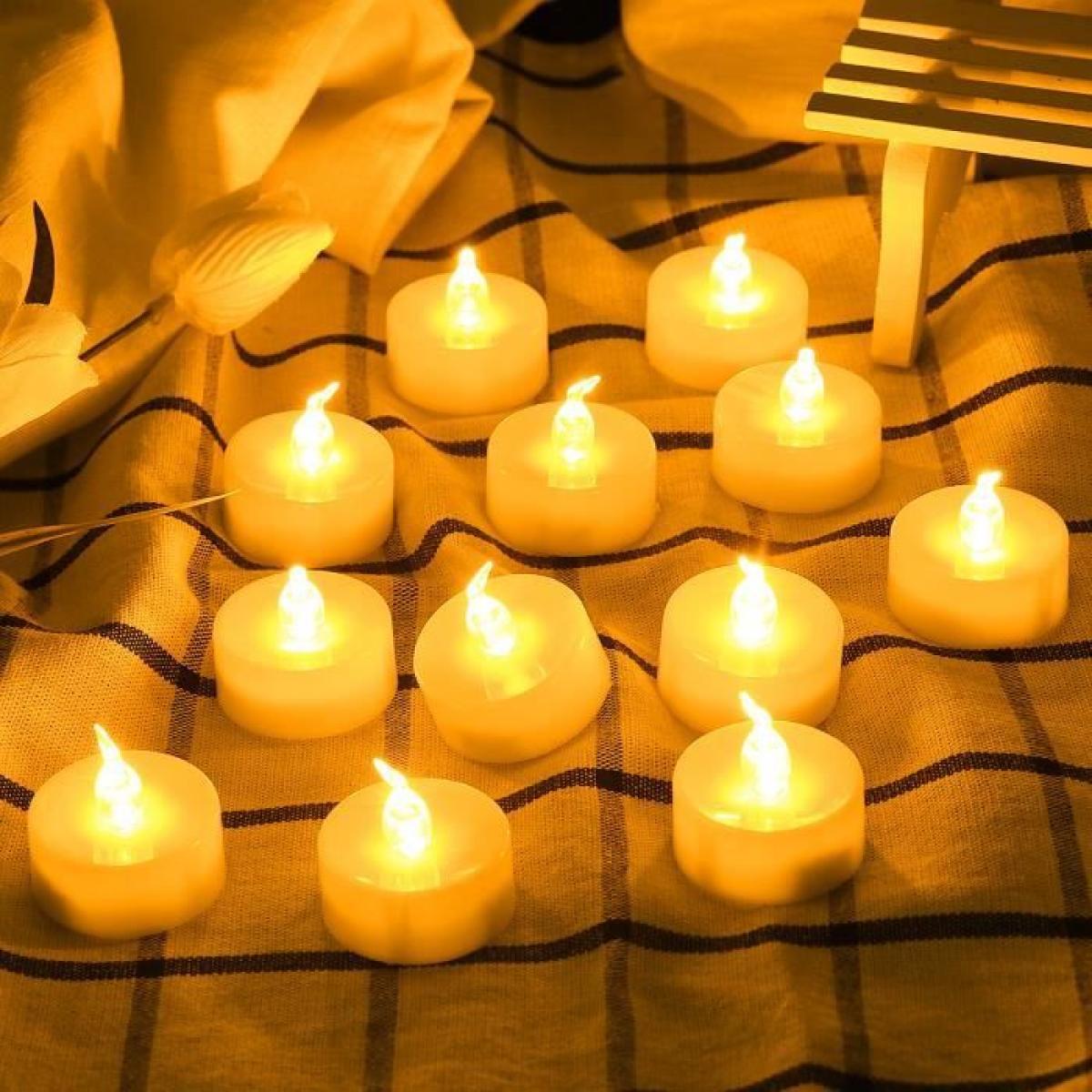 SALUTUYA Photophore LED Bougie chauffe-plat LED dorée et chaude, flamme,  pour fête d'anniversaire et de noël, 12 deco eclairage - Cdiscount Maison