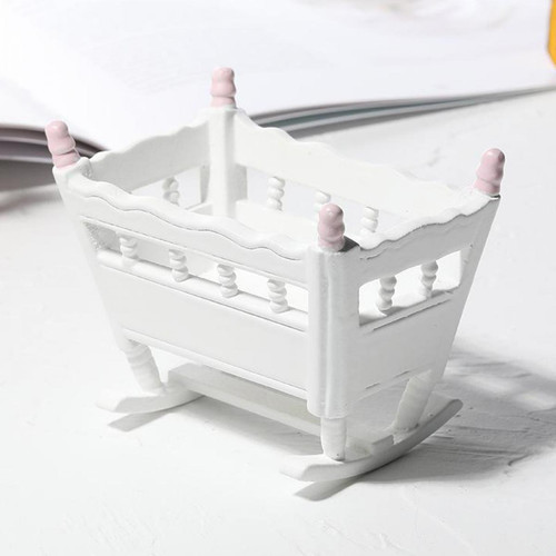 Jeux éducatifs Meubles De Berceau De Maison De Poupée à L'échelle 1:12 Jouets Miniatures Pour Enfants Blanc Rose