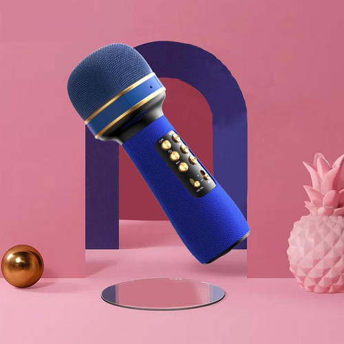 marque generique Microphone Sans Fil Bluetooth pour Appareil de Musique de Haute Qualité pour PC Chantant Enfants Bleu