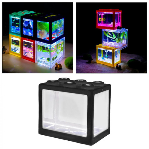 Aquarium Mini Fish Tank LED Lumière Clair Ornement Aquarium Bureau Bureau Décor Noir