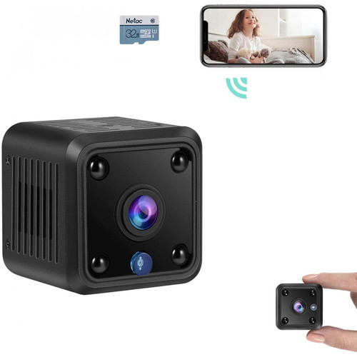 Caméra de surveillance connectée marque generique Mini Spy Camera wifi Wireless Hidden camera hm206 1080p HD MINI Home security camera with 32G Storage Card night vision Motion Detection full Mini baby - sitter Camera for inside and outside the room