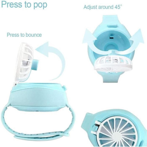 marque generique Mini Ventilateur de Montre, Montre portable, Lumière LED Colorée, Ventilateur USB Pliable pour Femmes et Enfants (Rose)