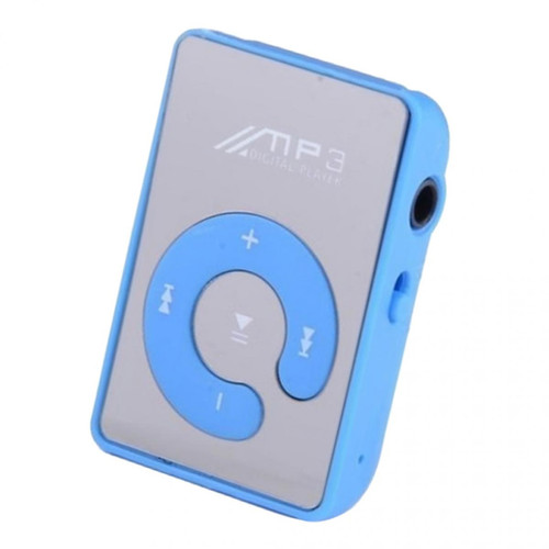 marque generique Mirror Clip Digital USB Mp3 Music Player Support 1-8GB SD TF Card Blue