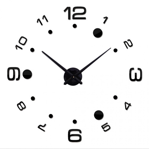 marque generique - moderne diy grande horloge murale grande montre 3d miroir quartz analogique horloge noir marque generique  - Horloges, pendules