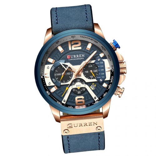 marque generique - Montre de sport homme en cuir avec chronographe, montre-bracelet argentée noire marque generique  - Montre connectée
