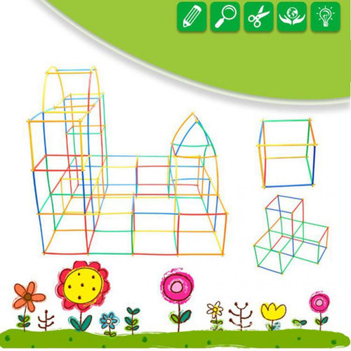 Briques et blocs Paille Constructeur Tige Jouets 100 Pièces Bâtiment Pailles Connecteurs Éducatifs Amusants Bâtiment Construction Jouets pour Enfants Jouets
