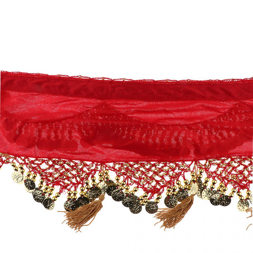 marque generique paillettes de danse du ventre hanche foulard femme jupe avec pièces d'or rouge