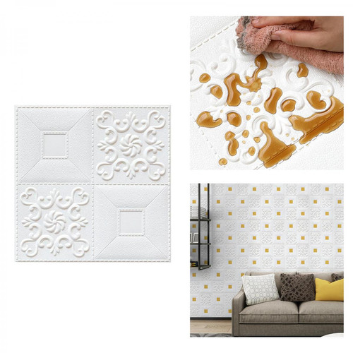 marque generique Panneaux De Mur De Carreaux De Céramique De Papier Peint Autocollants Muraux 3D Adhésifs Blancs