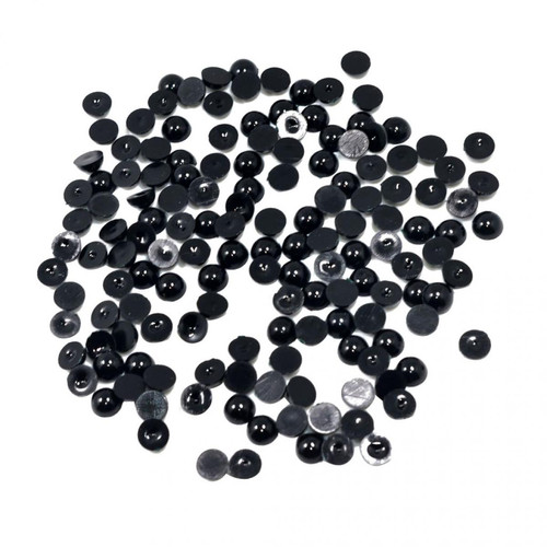 marque generique - perles demi-perles noires à dos plat cabochon pour bricolage scrapbooking 4mm 300pcs - Quincaillerie