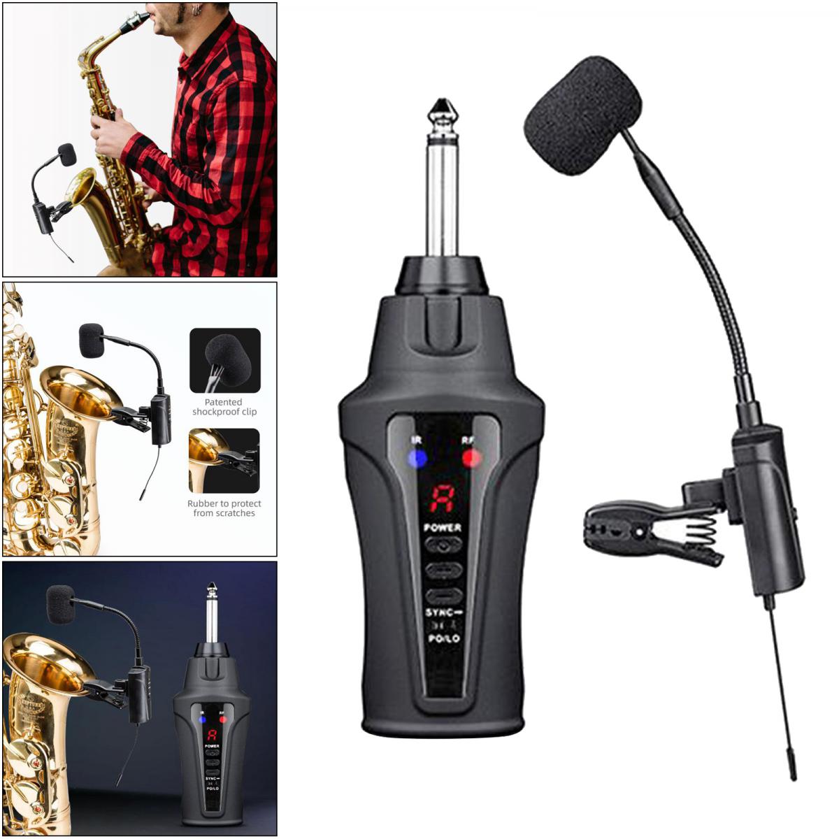 marque generique Pro Sax Microphone Cardioid Pickup 6.35mm Récepteur Saxophone Mic Stage