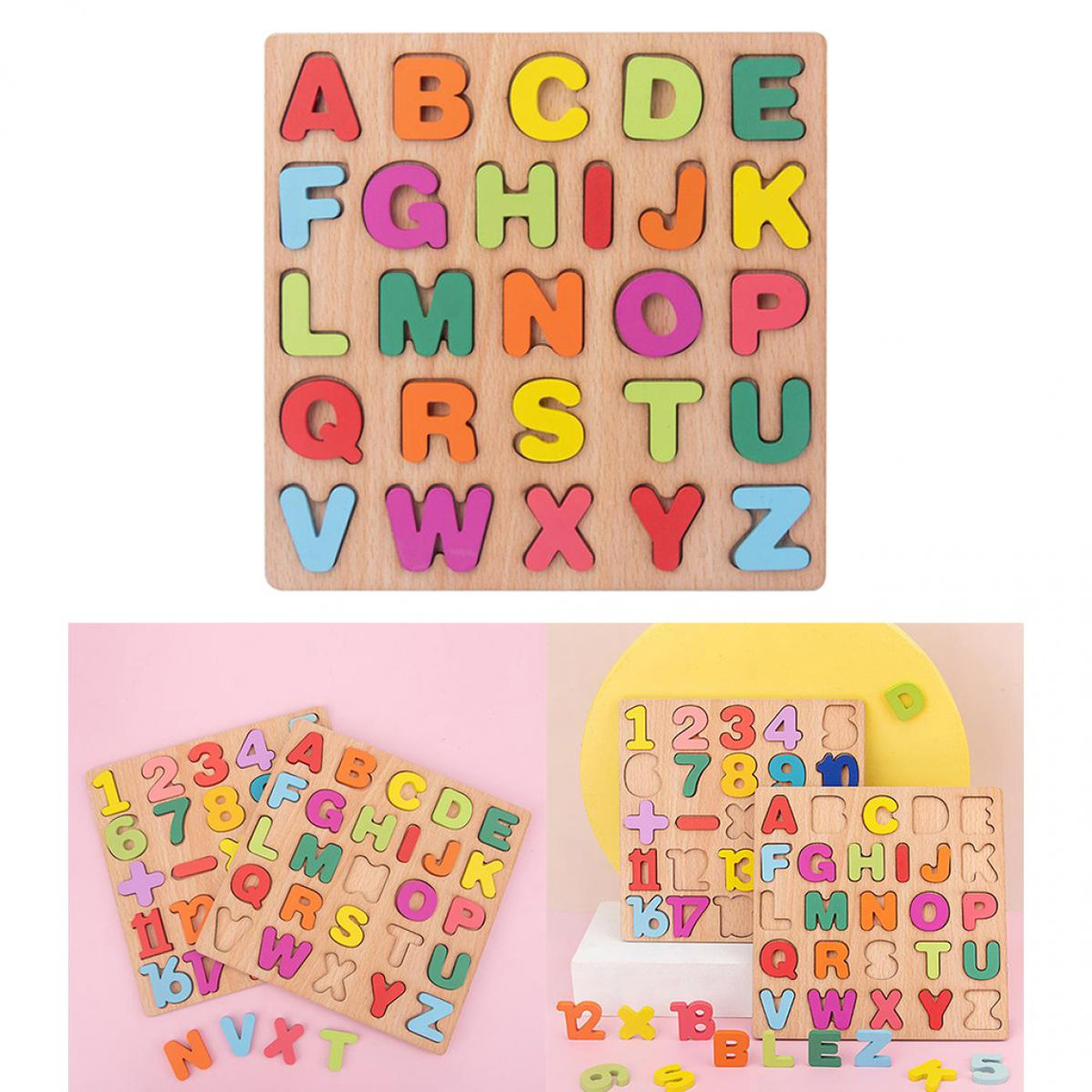 Loisirs créatifs Grbewbonx Lot de 216 mini lettres majuscules et chiffres en bois avec plateau de rangement Lettres de l'alphabet lisses Jouet d'apprentissage pour enfants 