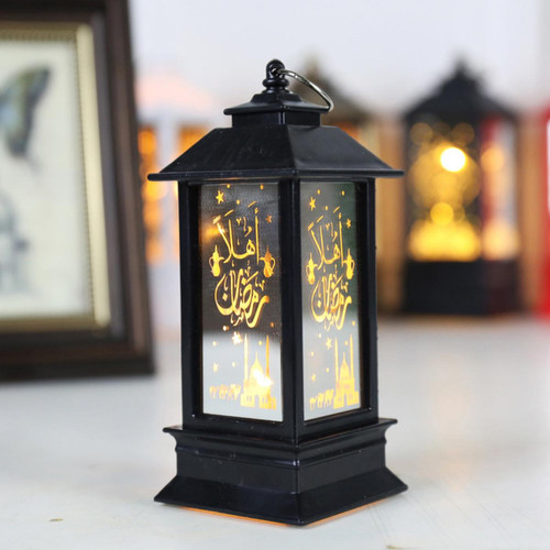 marque generique Ramadan Eid Al-Fitr Décoration Crescent Moon Star Lantern LED Lumières Noir S