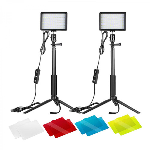 marque generique - Réglable LED Panneau USB Lumière Vidéo 5600K, Lot de 2 Lampe LED avec Trépied et Filtres Colorés, Convient pour Photo Portrait Vidéo Youtube marque generique  - marque generique