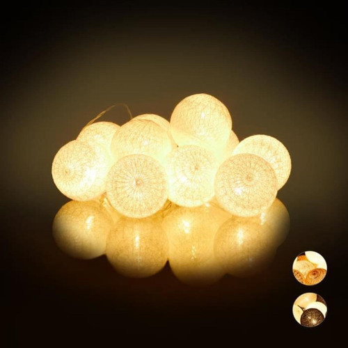 Relaxdays - Relaxdays Guirlande Lumineuse LED, 10 Boules Coton, Fonction Piles, Lumières d’Ambiance, Sphères Ø6 cm, diff. couleurs - Relaxdays  - Guirlandes lumineuses