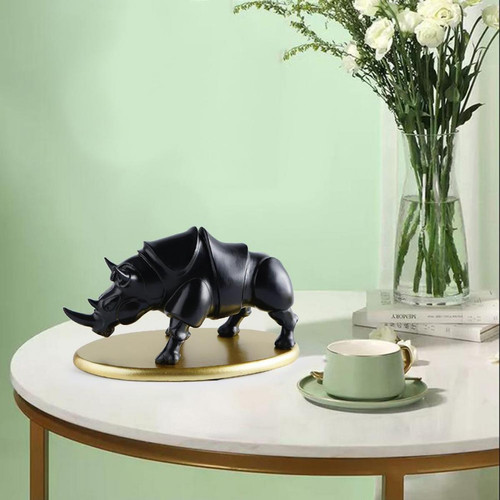marque generique Résine Art Rhino Sculpture Ornement Figurine Statue Bureau Décoration Noir