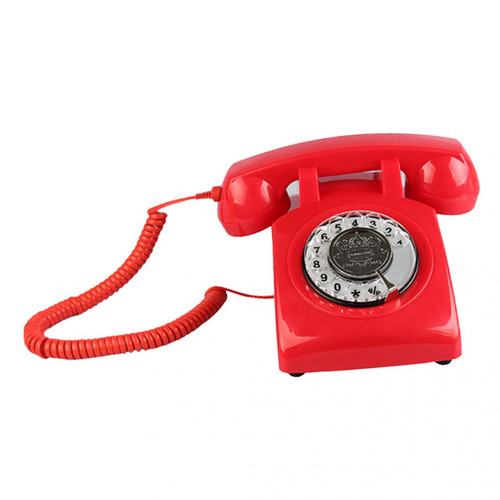 Téléphone fixe filaire Rotary Retro Rotary Dial Téléphone de bureau Bell rouge