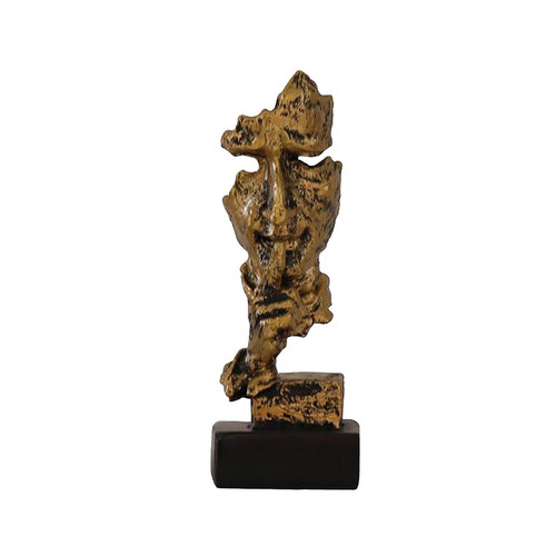 marque generique - Sculpture Abstraite Visage Humain Gardez Silence Figurine Statue Dorée marque generique  - Objets déco