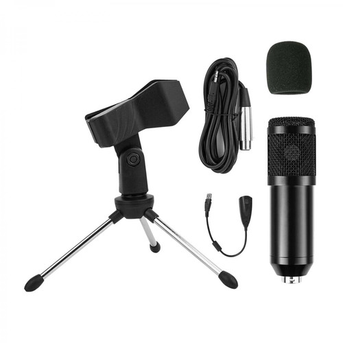 marque generique - Studio D'enregistrement Microphone À Condensateur Kit Ordinateur Cardioïde Mic avec Trépied Stand USB Câble - Microphones