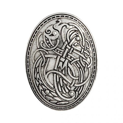 Broches de maçon marque generique Symbole de bouclier Viking nordique médiéval broche ovale châle pull broche argent