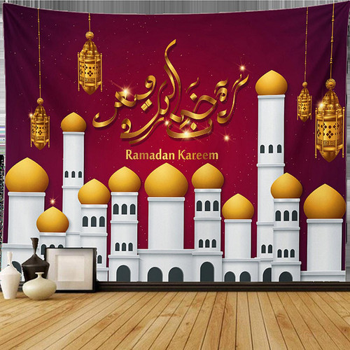 Moquette Tapisserie Eid Mubarak Tenture Murale Décoration Ornements Dortoir Salon C 150x100cm
