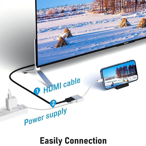Tech Discount TD® Adaptateur Lightning vers AV numérique - Convertisseur audio-vidéo - accessoire multimédia- connectique lightning HDMI-VGA