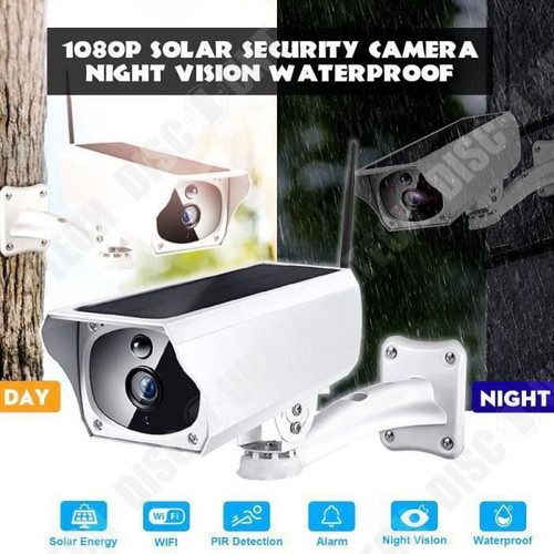 Caméra de surveillance connectée TD® Caméra de surveillance HD 1080P connectées Solaire WiFi Télécommande étanche angle d'inclinaison réglable avec un détecteur de m