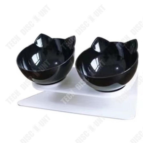 Gamelle pour chat TD® Gamelle chat chien surélevée double bol avec support animaux nourriture croquette eau hauteur design plastique mignon antidérapa