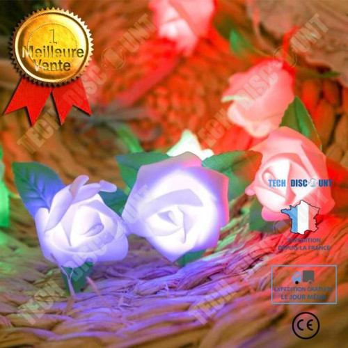 Tech Discount - TD® Guirlande Lumineuse 20 Fleurs Blanches à LED Blanc Chaud pour Intérieur décoration-Forme de Fleurs Rose Lumière blanche Tech Discount  - Guirlande lumineuse interieur