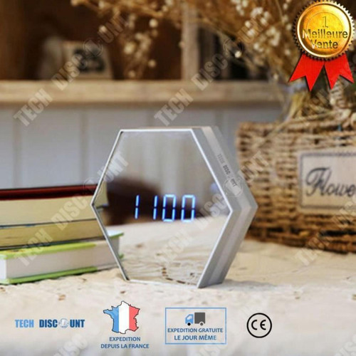 Tech Discount - TD® Horloge multifonctions miroir veilleuse réveil créatif de table original décoration maison cadeau heures temps pendule maquilla Tech Discount  - Idées cadeaux originales