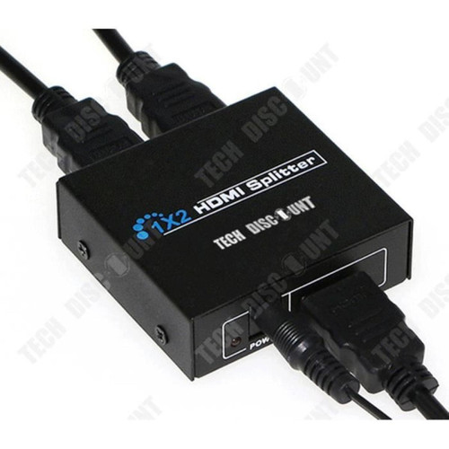 Tech Discount TD® Séparateur HDMI audio répartiteur support ultra HD 2 entrées noir câble télévision sélecteur diviseur moniteur performance