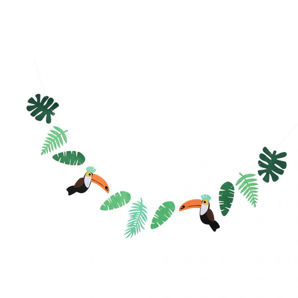 Décorations de Noël marque generique Toucan hawaïen feuille fleur en feutre bannière été guirlande décoration de fête de mariage
