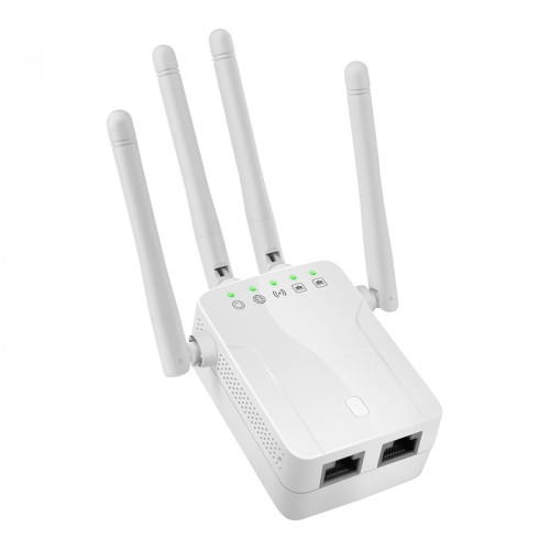 marque generique -WiFi Booster Range Extender 1200Mbps WiFi Extender Booster WiFi Range Extender avec 4 Externe Antennes (5GHz 867mbps, 2.4GHz 300Mbps, Blanc) marque generique  - Wifi extender