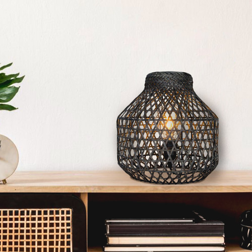 marque generique - Lampe de table déco en bambou gris E27 lampe à poser compatible LED marque generique  - Lampe à lave Luminaires