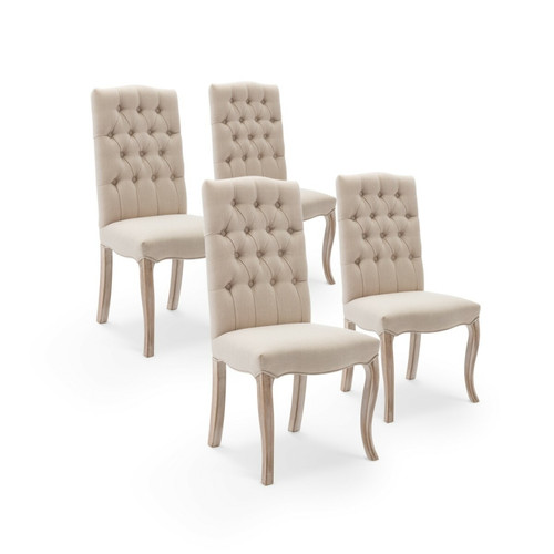 marque generique - Lot de 4 chaises capitonnées Jade tissu beige marque generique  - Lot de 4 chaises Chaises