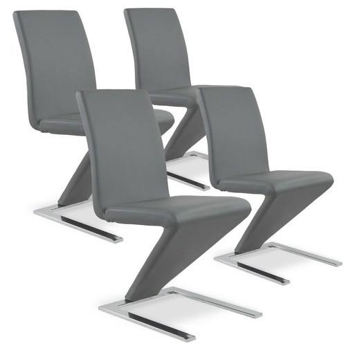 NC - Lot de 4 chaises design Delano Gris NC  - Salon, salle à manger
