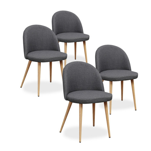 NC - Lot de 4 chaises scandinaves Cecilia tissu Gris foncé NC  - Idées cadeaux
