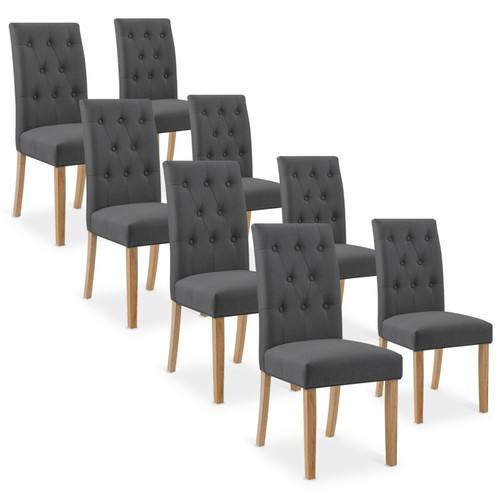 marque generique - Lot de 8 chaises capitonnées Gaya tissu gris marque generique  - Salon, salle à manger