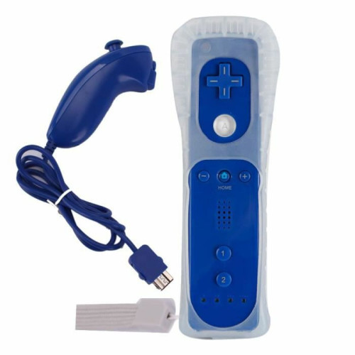 marque generique - Pack Manette Contrôleur de jeu Wii U+ Nunshuck + Housse Bleu marque generique  - Manette compatible wii
