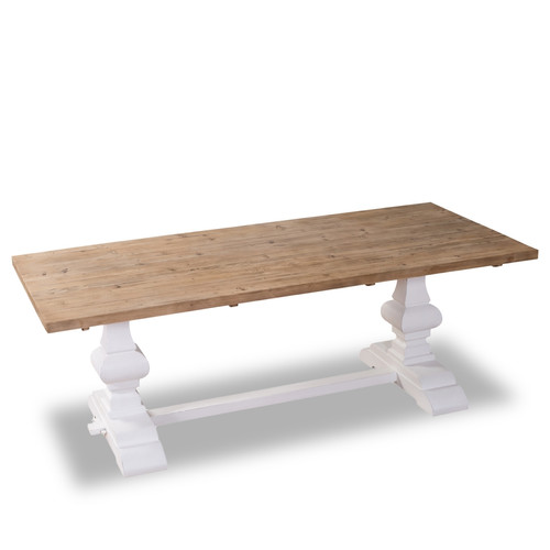 marque generique Table en pin vieilli LUBERON style monastère blanc