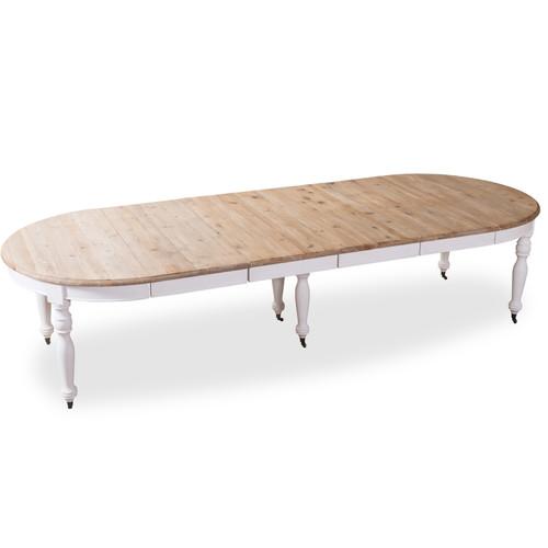 Tables à manger Table ronde extensible en bois massif LAVANDOU Blanc