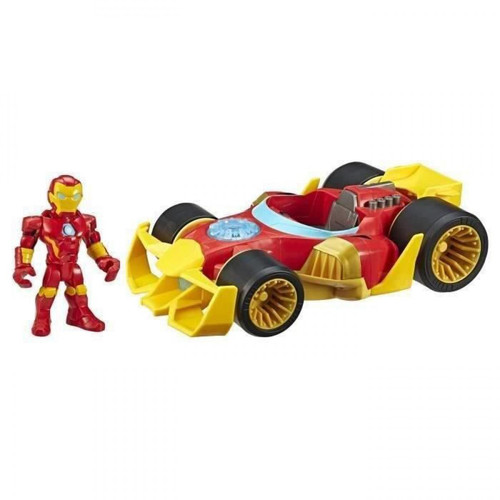 Marvel - Marvel Avengers Playskool Super Hero Adventures - Vehicule Iron Man et figurine 12,5 cm - Marvel