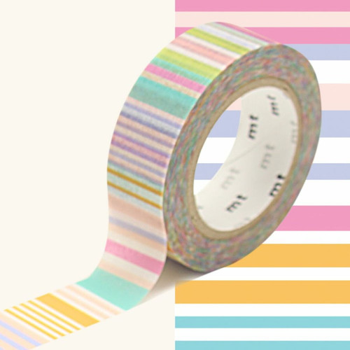 Masking Tape - Masking tape multi lignes pastel - 1,5 cm x 7 m Masking Tape  - Accessoires Bureau