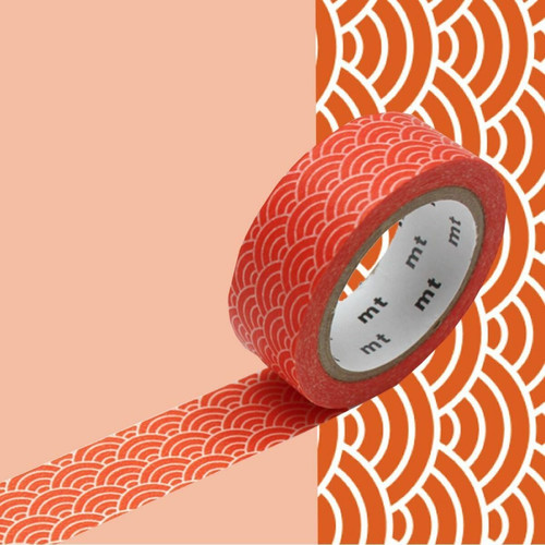 Masking Tape - Masking tape vague Seigaiha - Orange - 1,5 cm x 7 m Masking Tape  - Maison