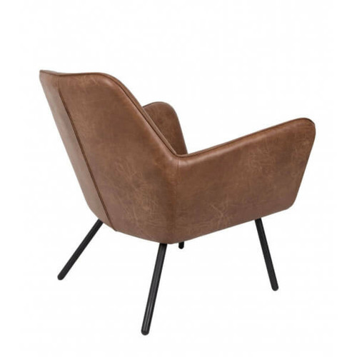 Mathi Design ALABAMA - Fauteuil de salon aspect cuir vintage marron